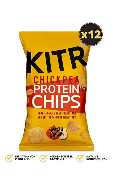 KITR 12'li Domates Ve Soğan Çeşnili Yüksek Proteinli Nohut Cipsi 12x50g